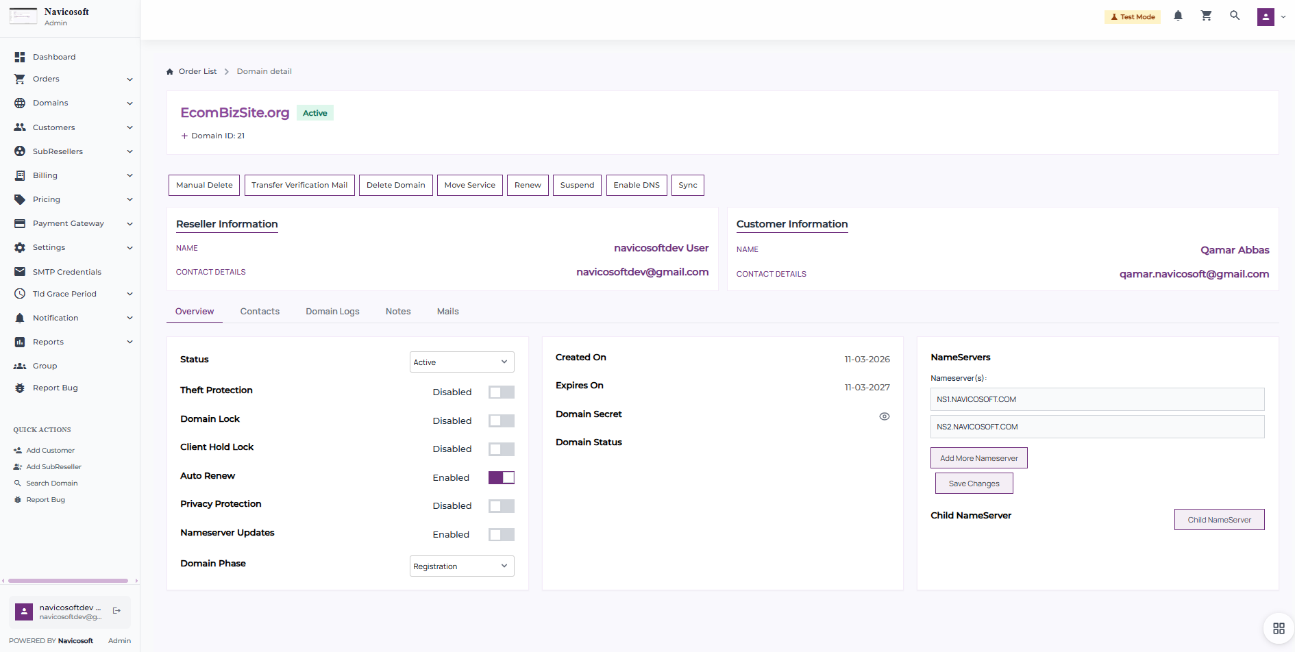 Reseller Domain Platform — screen 3